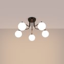 LAMPA SUFITOWA ŻYRANDOL LUMINOS, CZARNA, MODERN, LOFT, SALON, BIAŁY KLOSZ