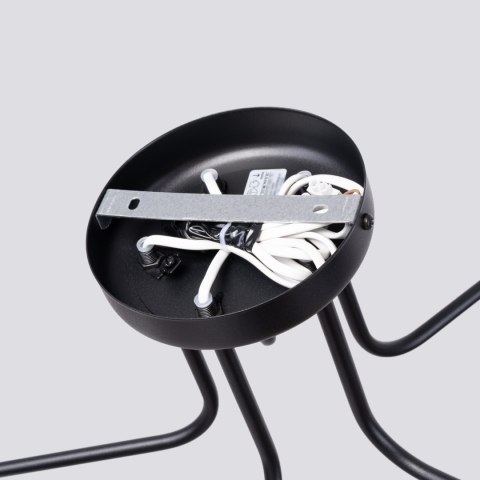 LAMPA SUFITOWA ŻYRANDOL LUMINOS, CZARNA, MODERN, LOFT, SALON, BIAŁY KLOSZ