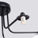 LAMPA SUFITOWA ŻYRANDOL LUMINOS, CZARNA, MODERN, LOFT, SALON, BIAŁY KLOSZ
