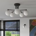 LAMPA SUFITOWA ŻYRANDOL LUMINOS, CZARNA, MODERN, LOFT, SALON, BIAŁY KLOSZ