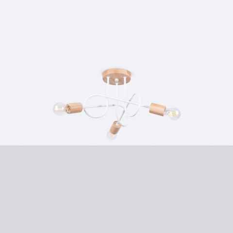 LAMPA SUFITOWA KINKIET LUMINOS, DREWNO, METAL, E27, LOFT, NOWOCZESNA
