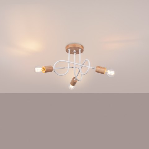 LAMPA SUFITOWA KINKIET LUMINOS, DREWNO, METAL, E27, LOFT, NOWOCZESNA