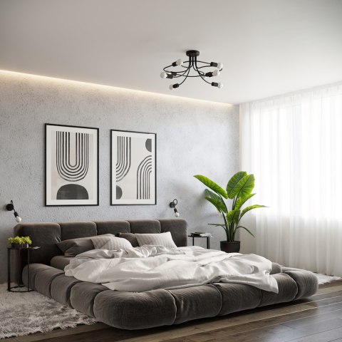 ŻYRANDOL SUFITOWY NEXUS, LAMPA LOFT, CZARNA, METALOWA, BEZ KLOSZA, E27