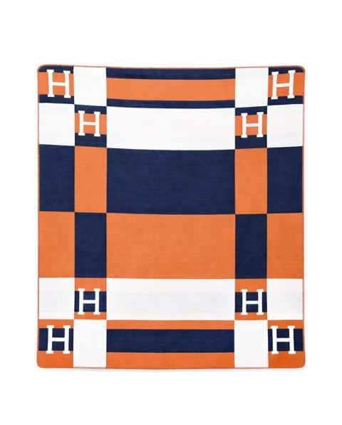 KOC NARZUTA AVENZA 135X175, GRANATOWY, POMARAŃCZOWY, GEOMETRYCZNY, WZÓR H