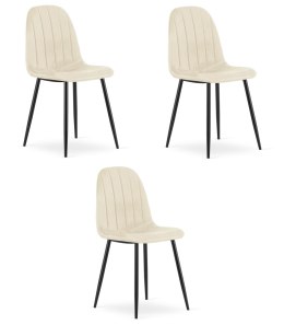 Krzesło PADVA - aksamit beż jasny / nogi czarne x 3
