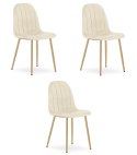 Krzesło PADVA - aksamit beż jasny / nogi dąb x 3