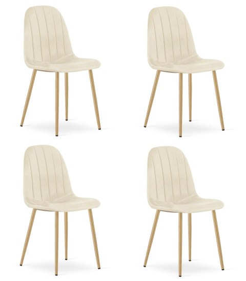 Krzesło PADVA - aksamit beż jasny / nogi dąb x 4