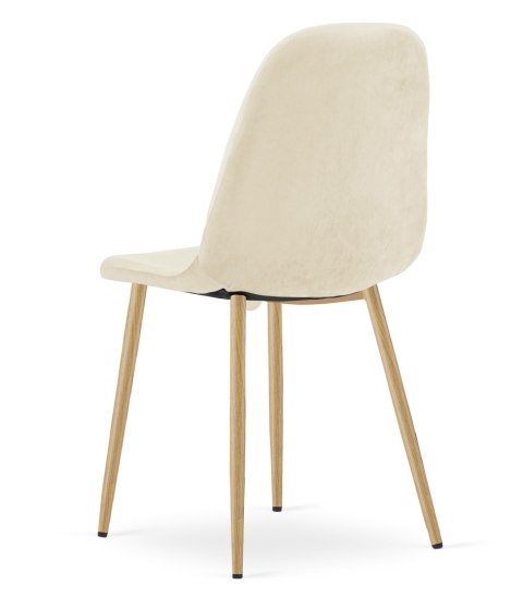 Krzesło PADVA - aksamit beż jasny / nogi dąb x 4