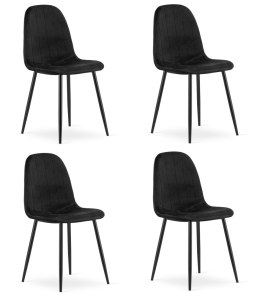 Krzesło PADVA - aksamit czarny / nogi czarne x 4
