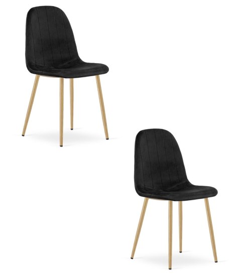 Krzesło PADVA - aksamit czarny / nogi dąb x 2