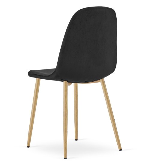Krzesło PADVA - aksamit czarny / nogi dąb x 2