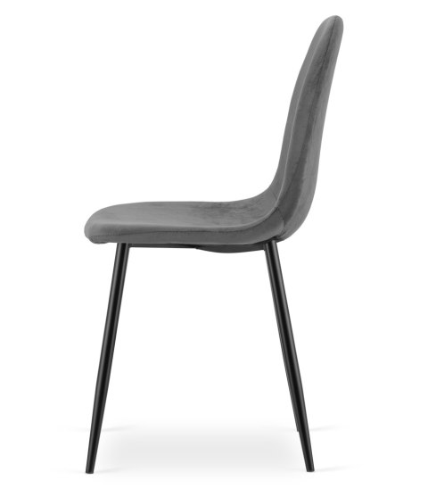 Krzesło PADVA - aksamit szary ciemny / nogi czarne x 2