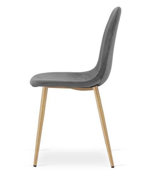 Krzesło PADVA - aksamit szary ciemny / nogi dąb x 1