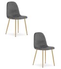 Krzesło PADVA - aksamit szary ciemny / nogi dąb x 2
