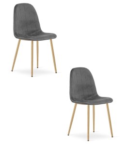 Krzesło PADVA - aksamit szary ciemny / nogi dąb x 2
