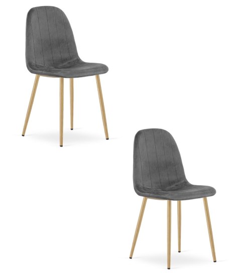 Krzesło PADVA - aksamit szary ciemny / nogi dąb x 2