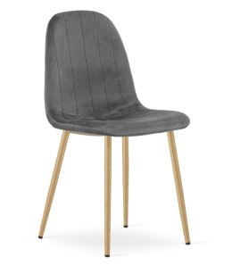 Krzesło PADVA - aksamit szary ciemny / nogi dąb x 3