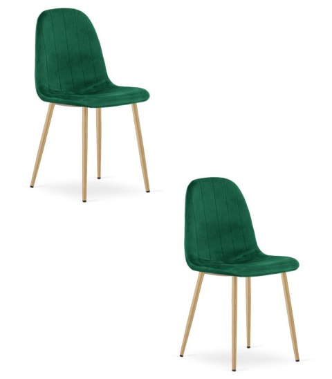 Krzesło PADVA - aksamit zieleń / nogi dąb x 2