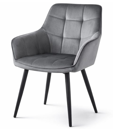 Krzesło VARSI - aksamit szary ciemny / nogi czarne x 2