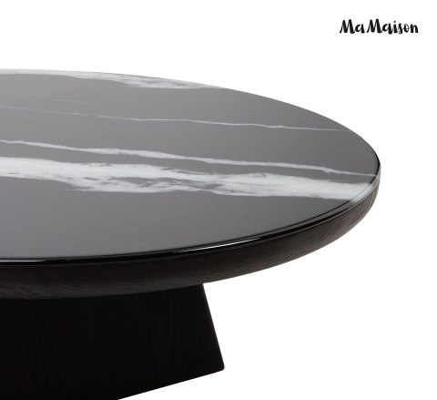 STOLIK KAWOWY ŁAWA GEOMETRA, OKRĄGŁY, CZARNY, 100 CM, DO SALONU, LOFT