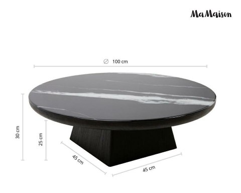 STOLIK KAWOWY ŁAWA GEOMETRA, OKRĄGŁY, CZARNY, 100 CM, DO SALONU, LOFT