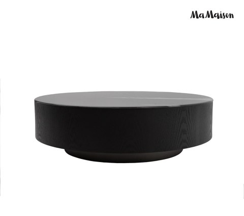 STOLIK KAWOWY OKRĄGŁY NUVOLA MAMAISON, ŁAWA CZARNY, DO SALONU, LOFT, 100 CM