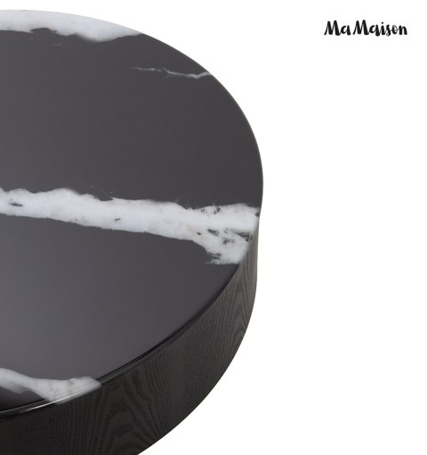 STOLIK KAWOWY OKRĄGŁY NUVOLA MAMAISON, ŁAWA CZARNY, DO SALONU, LOFT, 100 CM