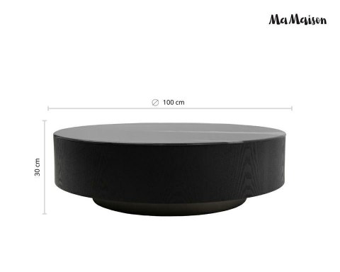 STOLIK KAWOWY OKRĄGŁY NUVOLA MAMAISON, ŁAWA CZARNY, DO SALONU, LOFT, 100 CM