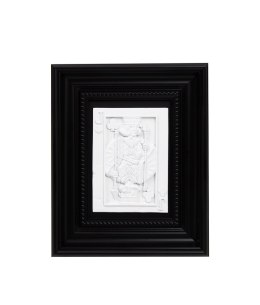 OBRAZ AURAE, BIAŁY RELIEF, CZARNA RAMA, KARTA DO GRY, MODERN, 26X22 CM