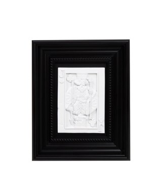 OBRAZ AURAE, BIAŁY RELIEF, CZARNA RAMA, KARTA DO GRY, MODERN, 26X22 CM
