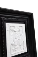 OBRAZ AURAE, BIAŁY RELIEF, CZARNA RAMA, KARTA DO GRY, MODERN, 26X22 CM