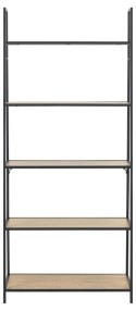 SKOŚNY REGAŁ, DENMARK, MDF, DĄB, CZARNY METAL, INDUSTRIALNY, LOFT, 175 CM