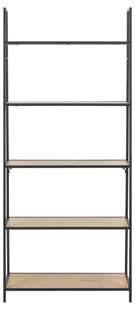 SKOŚNY REGAŁ, DENMARK, MDF, DĄB, CZARNY METAL, INDUSTRIALNY, LOFT, 175 CM