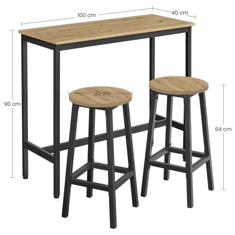 Stół Barowy + 2 Taborety - artisan - LBT219B88