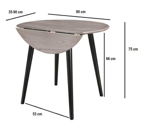 Stół Drop składany 90cm dąb rustykalny