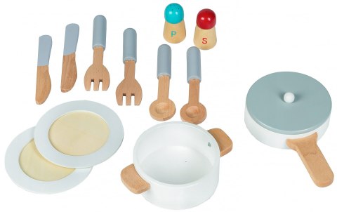 KUCHNIA DREWNIANA DLA DZIECI CUCINA ECOTOYS, DUŻA, 16 AKCESORIÓW, DŹWIĘKI