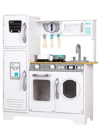 KUCHNIA DREWNIANA DLA DZIECI CUCINA ECOTOYS, DUŻA, PRALKA, LODÓWKA, ZESTAW