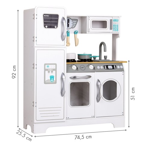 KUCHNIA DREWNIANA DLA DZIECI CUCINA ECOTOYS, DUŻA, PRALKA, LODÓWKA, ZESTAW