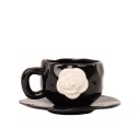 Filiżanka ze spodkiem SHP BIAŁA RÓŻA COCO czarna