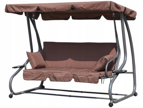 HUŚTAWKA OGRODOWA 3-OSOBOWA, ROZKŁADANA 2W1, SOLARIA, LEŻANKA, MATERAC