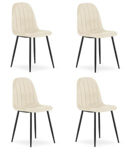 Krzesło PADVA - aksamit beż jasny / nogi czarne x 4