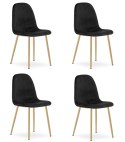 Krzesło PADVA - aksamit czarny / nogi dąb x 4