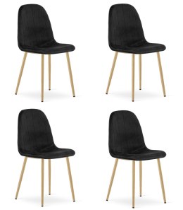 Krzesło PADVA - aksamit czarny / nogi dąb x 4