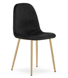 Krzesło PADVA - aksamit czarny / nogi dąb x 4