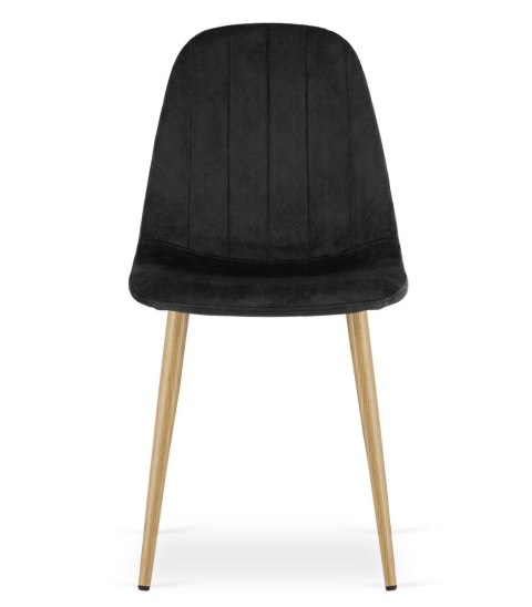Krzesło PADVA - aksamit czarny / nogi dąb x 4
