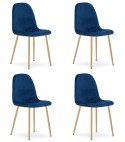 Krzesło PADVA - aksamit granat / nogi dąb x 4