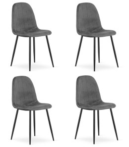 Krzesło PADVA - aksamit szary ciemny / nogi czarne x 4