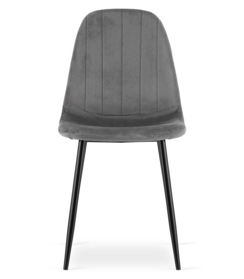 Krzesło PADVA - aksamit szary ciemny / nogi czarne x 4