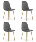 Krzesło PADVA - aksamit szary ciemny / nogi dąb x 4