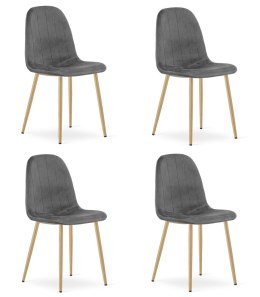Krzesło PADVA - aksamit szary ciemny / nogi dąb x 4